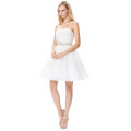 Grace Karin Mid-Thigh Strapless Sequins White Voile Cocktail Dress GK000143-1